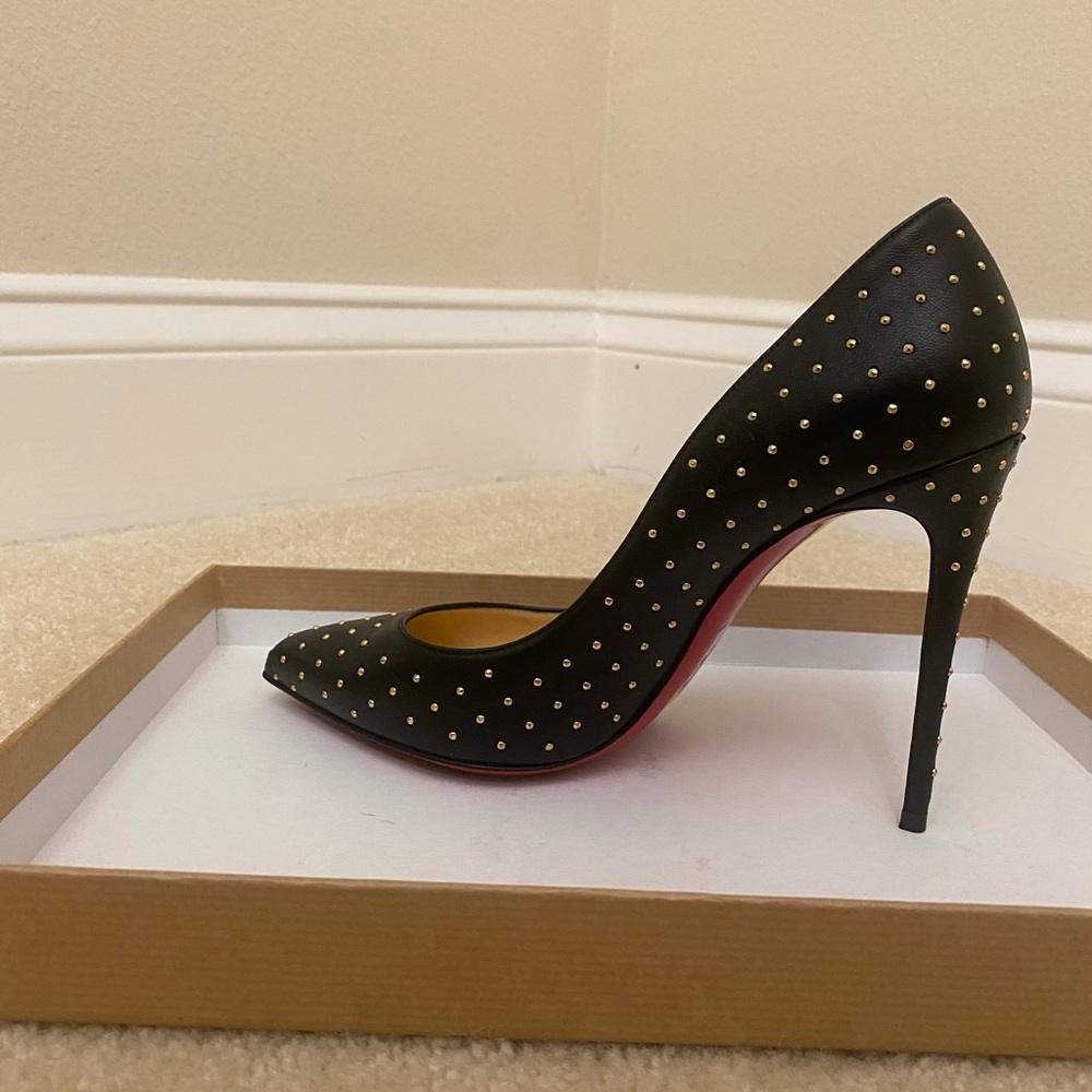 Christian Louboutin Black and Gold Stiletto Heels